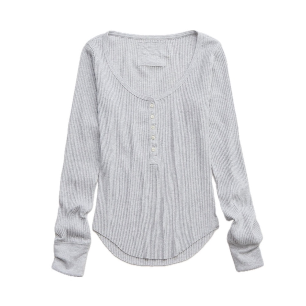 Aerie Essential Henley Layering T-Shirt Light Heather Gray - NWT & packaging!